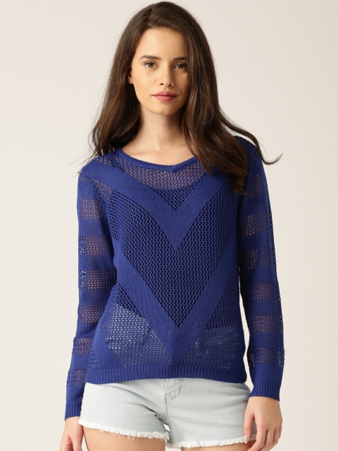 

DressBerry Navy Open Knit Sweater, Navy blue