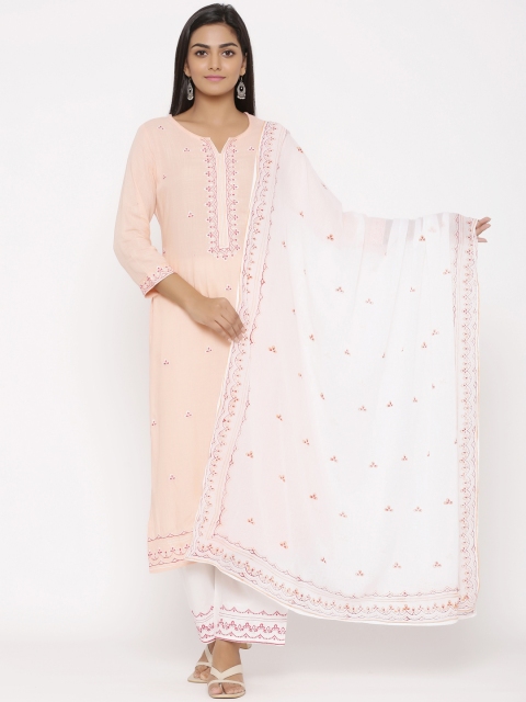 

WomenMagic Women Pink Embroidered Kurta with Salwar & Dupatta