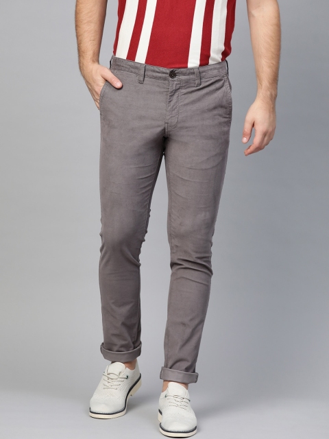 

Indian Terrain Men Grey Brooklyn Slim Fit Solid Corduroy Regular Trousers