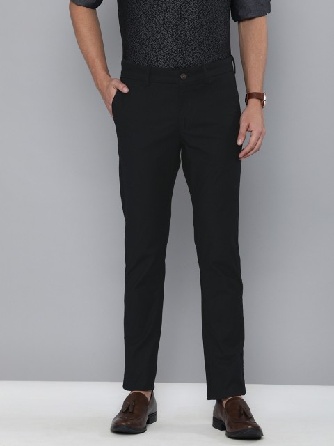 

Indian Terrain Men Black Slim Fit Self Design Regular Trousers