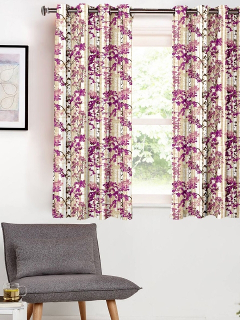 

SHIVANAA HOMES Purple & Beige Floral Printed Curtain
