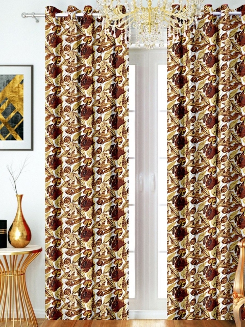 

SHIVANAA HOMES White & Brown Printed Door Curtain