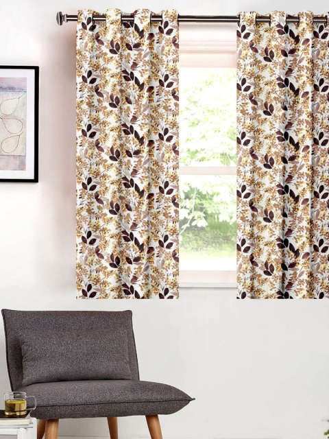 

SHIVANAA HOMES White & Brown Printed Single Curtain
