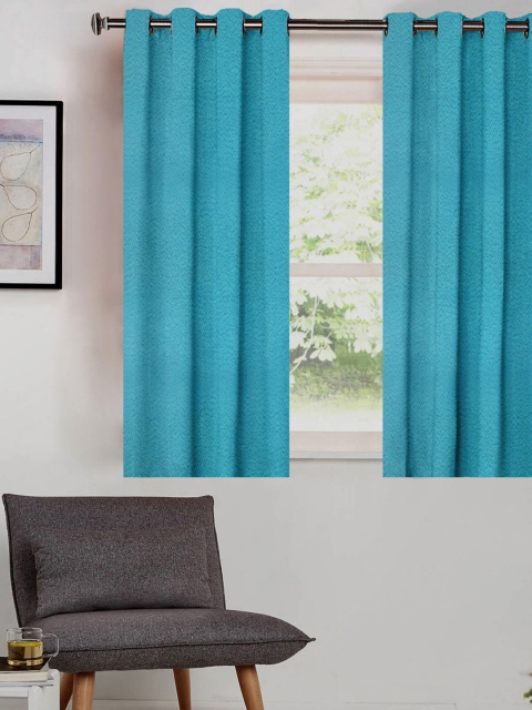 

SHIVANAA HOMES Blue Solid Single Blackout Curtain