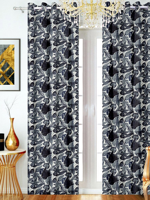 

SHIVANAA HOMES Black Single Curtain Curtain
