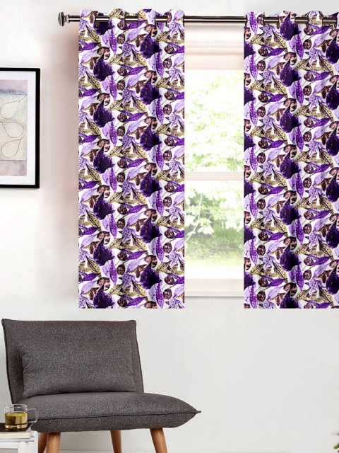 

SHIVANAA HOMES White & Purple Printed Single Window Curtain
