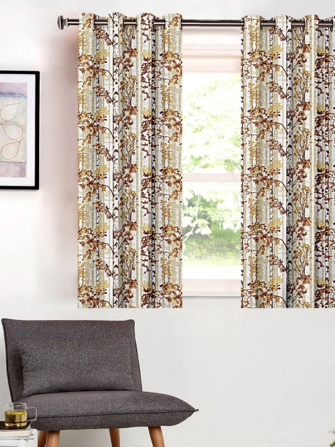 

SHIVANAA HOMES Off-White & Brown Printed Single Window Curtain
