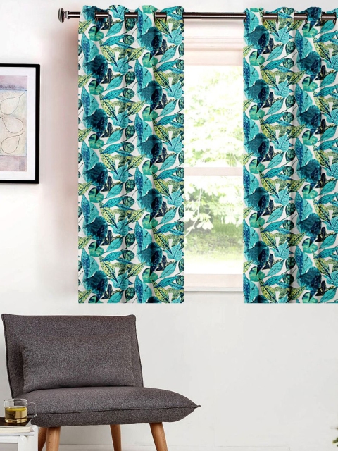 

SHIVANAA HOMES Turquoise Blue Printed Single Window Curtain