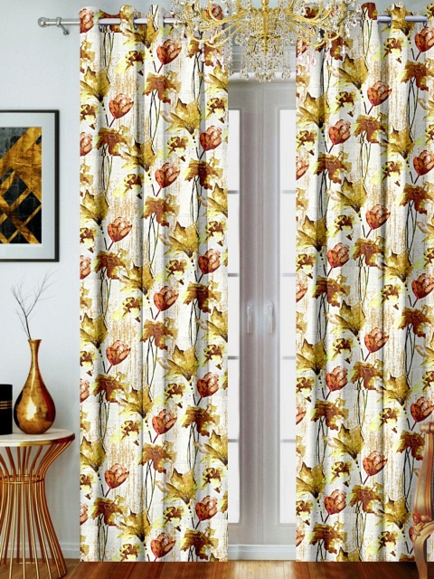 

SHIVANAA HOMES Cream-Coloured Printed Single Long Door Curtain