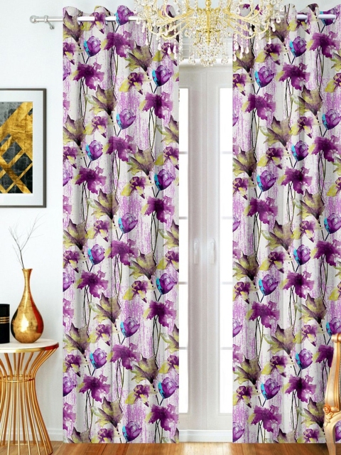 

SHIVANAA HOMES Purple Printed Single Door Curtain