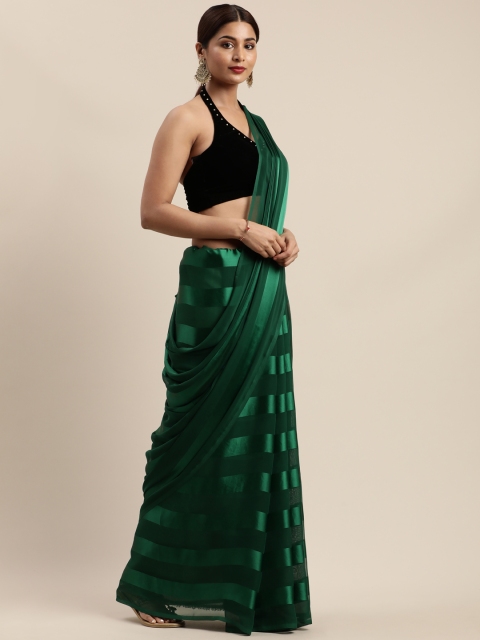 

Nanda Silk Mills Green Satin Striped Mysore Silk Saree