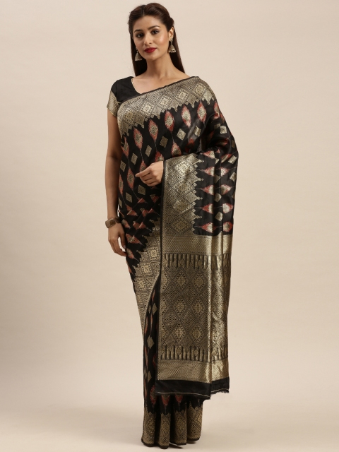 

Mitera Black Silk Blend Woven Design Banarasi Saree