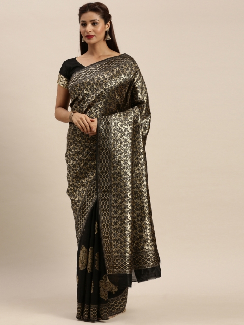 

Mitera Black Silk Blend Woven Design Banarasi Saree
