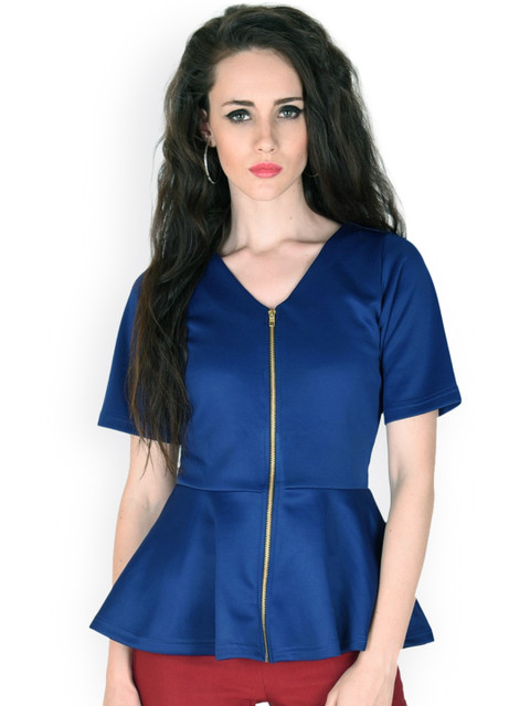 

SASSAFRAS Blue Peplum Top