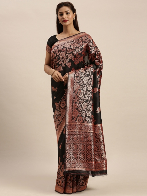 

Mitera Black Silk Blend Woven Design Banarasi Saree