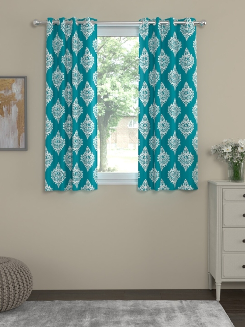 

URBAN SPACE Turquoise Blue Set of 2 Window Curtains