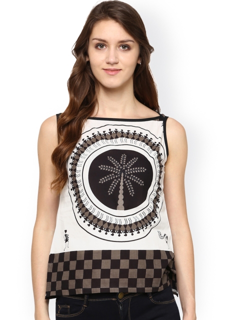 

Jaipur Kurti Black Printed Top