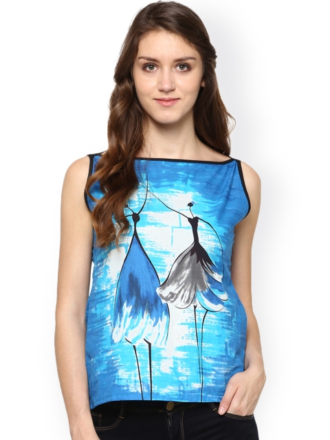 

Jaipur Kurti Blue Printed Top