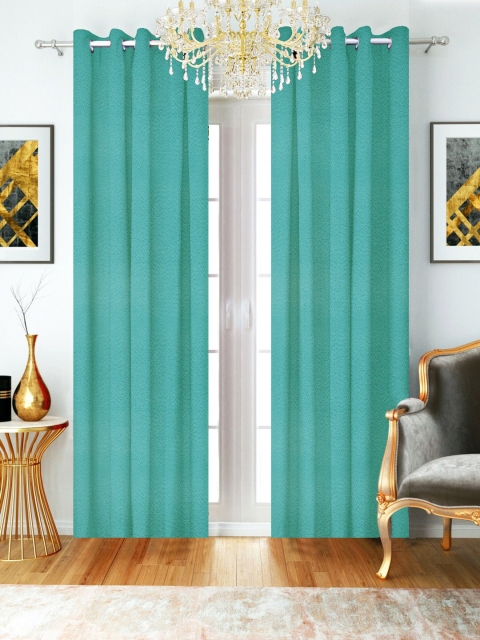 

SHIVANAA HOMES Turquoise Blue Single Room Darkening Curtain Curtain