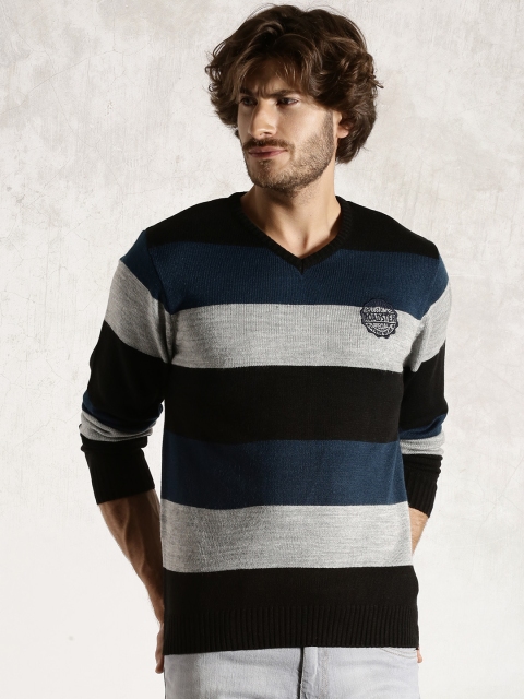 

Roadster Blue & Black Striped Sweater