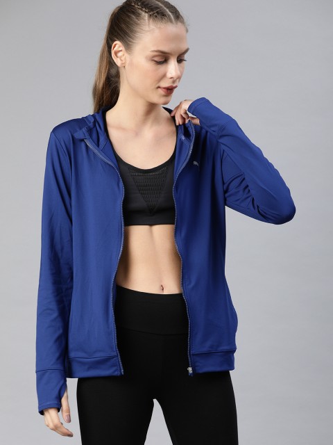 

Puma Women Blue Solid Essential Hooded Sporty Jacket