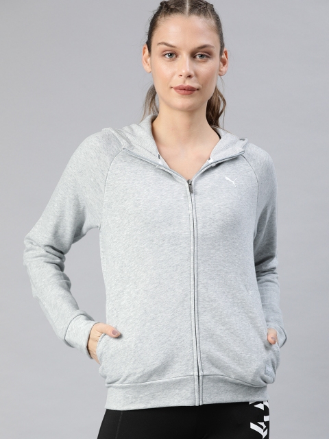 

Puma Women Grey Melange Athletics Hooded Training Jacket