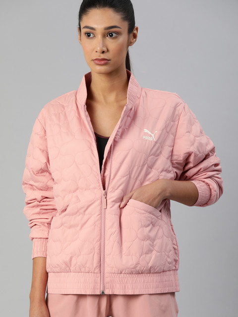 

Puma Women Pink Quilted Bomber Jacket