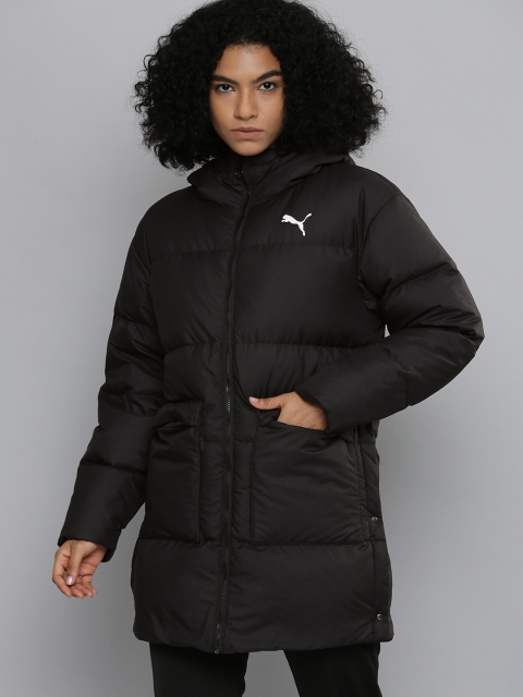 

Puma Women Black Brand Logo Printed Longline Puffer Jacket