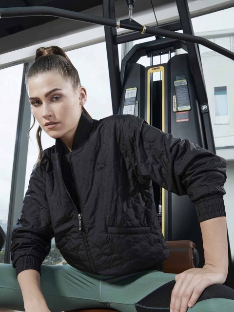 

Puma Women Black Solid Quilted Bomber Jacket