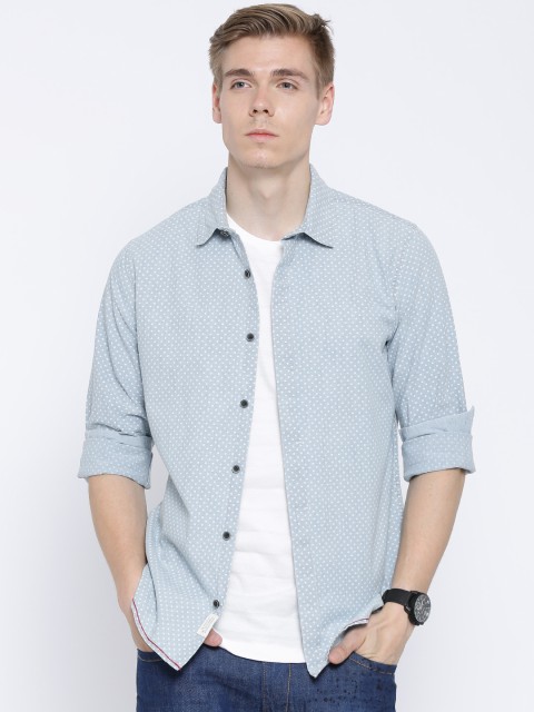 

United Colors of Benetton Blue Polka Dot Print Casual Shirt