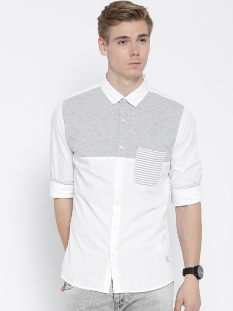 United Colors of Benetton White Colourblocked Casual Shirt