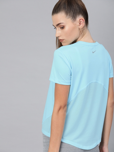 

Nike Women Blue Solid MILER Dri-Fit Top