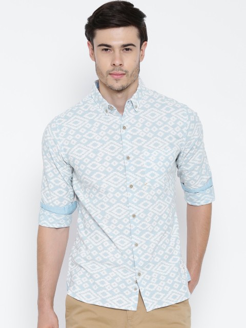 

United Colors of Benetton Blue & Off-White Ikat Casual Shirt
