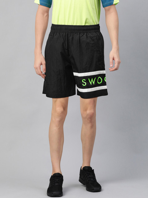 

Nike Men Black Solid Regular Fit Swoosh Sports Shorts With Striped Details