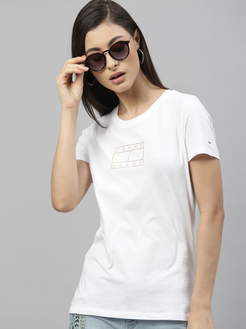 

Tommy Hilfiger Women White Printed Round Neck T-shirt