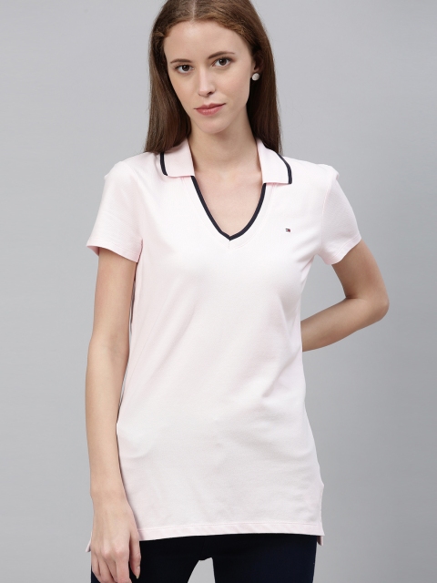 

Tommy Hilfiger Women Pink Solid Polo Collar T-shirt