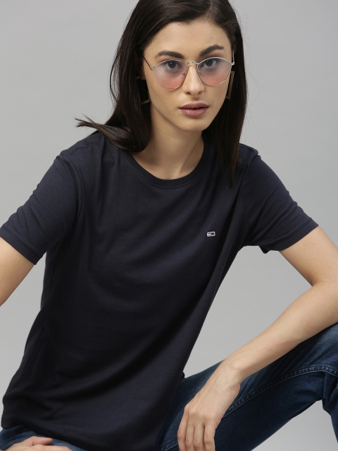 

Tommy Hilfiger Women Navy Blue Solid Round Neck T-shirt