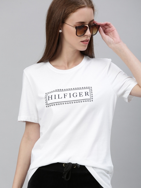 

Tommy Hilfiger Women White Printed Round Neck T-shirt