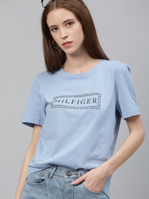 

Tommy Hilfiger Women Blue Printed Round Neck T-shirt