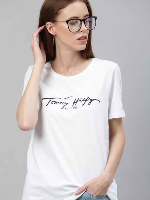 

Tommy Hilfiger Women White Printed Round Neck T-shirt