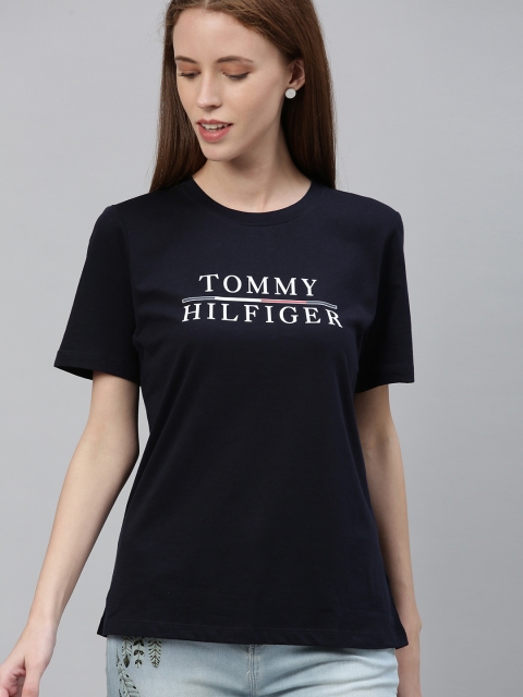 

Tommy Hilfiger Women Navy Blue Printed Round Neck T-shirt