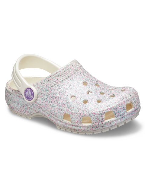 

Crocs Unisex Kids Silver-Toned Classic Glitter Clogs