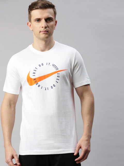 

Nike Men White Printed Round Neck T-shirt