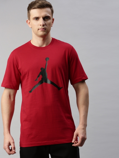 

Nike Men Red Printed Round Neck Pure Cotton T-shirt