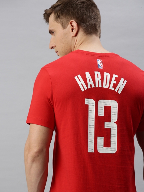 

Nike Men Red Printed AS HOU ES NN Round Neck Basketball T-shirt