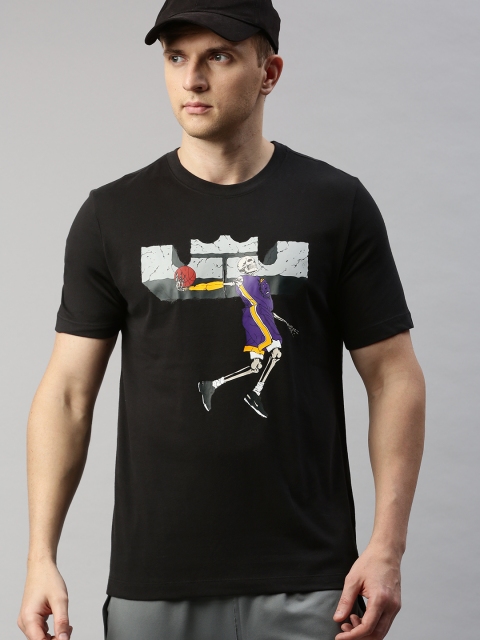 

Nike Men Black Printed Dri-FIT Round Neck Basketball T-shirt