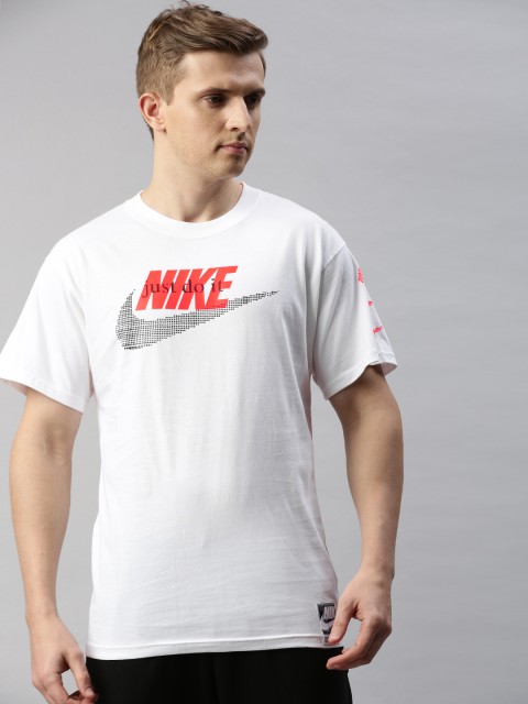 

Nike Men White Printed Round Neck T-shirt