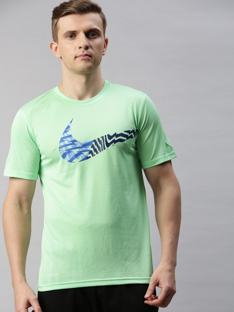 

Nike Men Green Printed Round Neck AS M NK DRY LEG SWH FILL S T-shirt