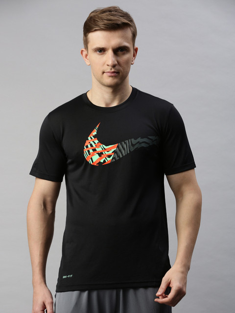 

Nike Men Black Printed DRI-FIT SWH FILL S Round Neck Training T-shirt