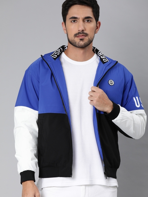 

U.S. Polo Assn. Men Blue Colourblocked Bomber Jacket